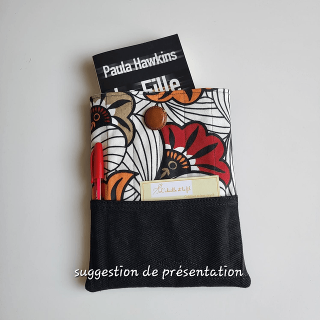 Housse pour livre/ liseuse Feuilles orange 