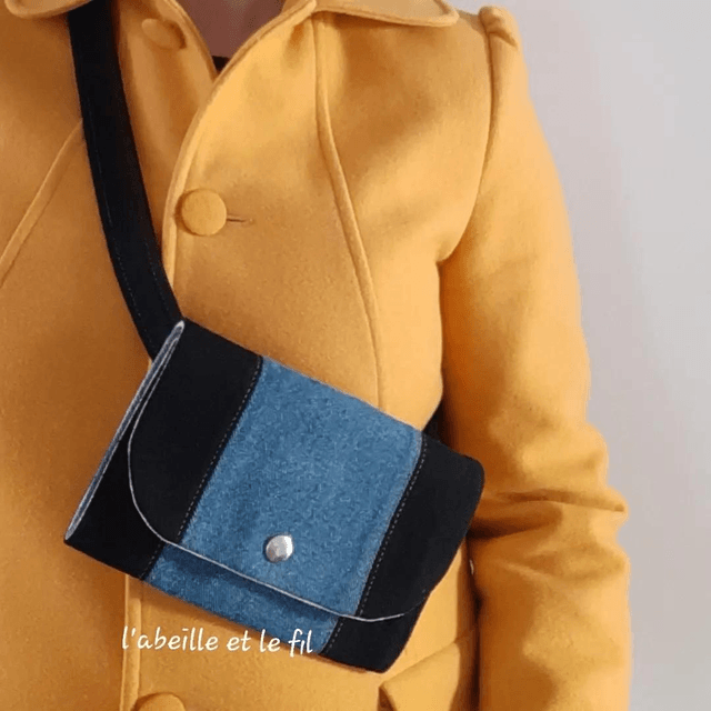 Sac Ceinture en jean upcyclé - Bicolore Bleu/Noir