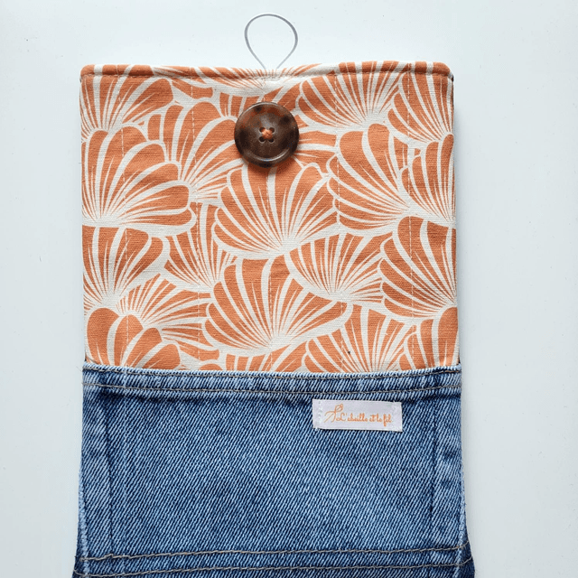 Housse pour livre/ liseuse Feuilles orange 