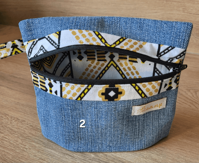Pochette à soufflet- wax jaune et doré 