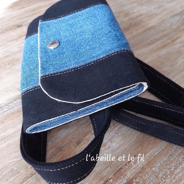 Sac Ceinture en jean upcyclé - Bicolore Bleu/Noir