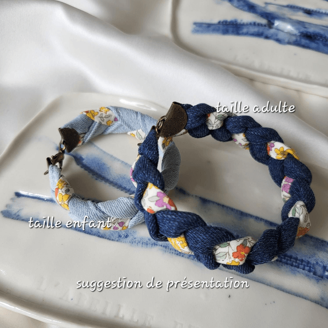 Bracelet Jeanne- un air de Liberty jaune- Fermoir Bronze 