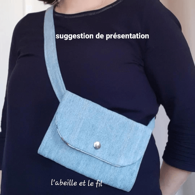 Sac ceinture en jean upcyclé- éventails roses