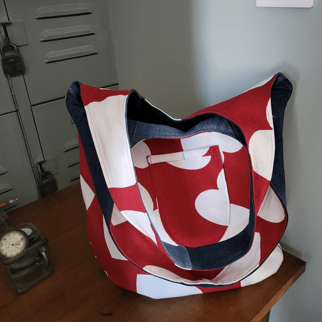 Sac Hobo réversible- Coeur de Jeanne 