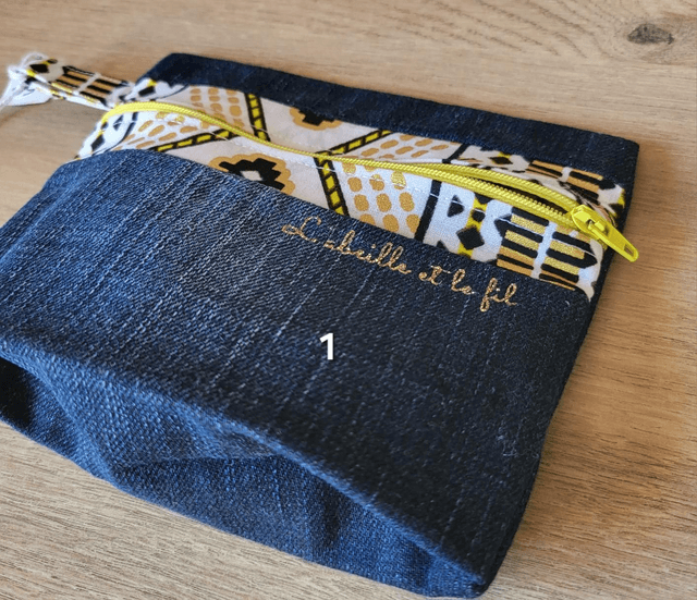 Pochette à soufflet- wax jaune et doré 