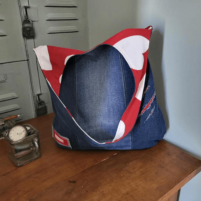 Sac Hobo réversible- Coeur de Jeanne 
