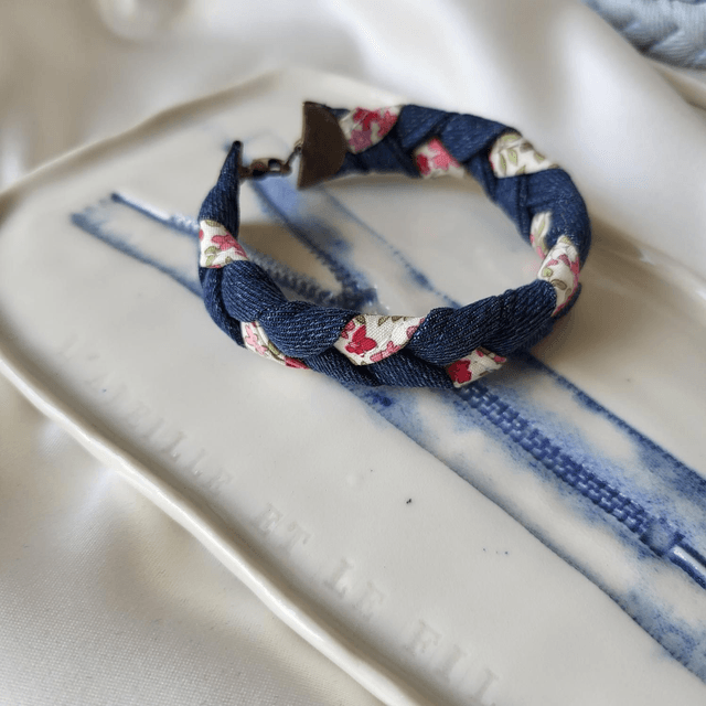 Bracelet Jeannette- un air de Liberty rose- Fermoir Bronze 