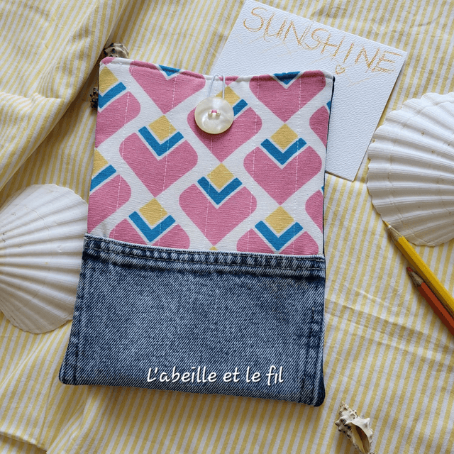 Housse pour livre/ liseuse Rétro rose