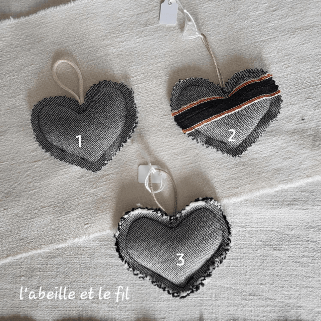 Porte-clés cœur en jean upcyclé- Envers