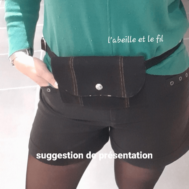 Sac ceinture en jean upcyclé- pois fond baie