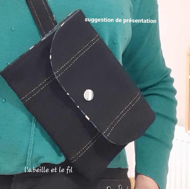 Sac ceinture en jean upcyclé- pois fond baie